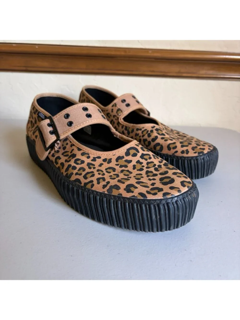 VANS Leopard Print Creeper Mary Janes Men's US 13 Platforms Rare Grunge